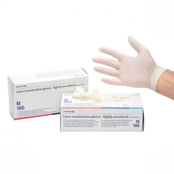 Manusi de examinare din latex, usor pudrate, albe, M ,100buc/set Reduceri