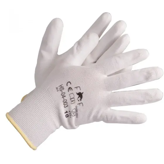 Cel mai vândut Mănuși cu peliculă din poliuretan BuntingLight White HS-04-003, alb, 11