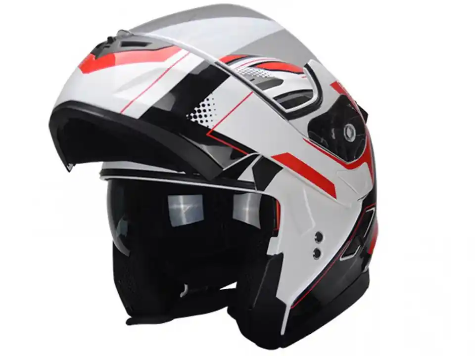 Casca flip-up TRENDY 20 T-706 alb-rosu-negru, marimea L Ofertă limitată