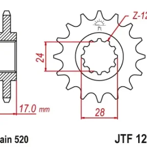 Mai ieftin Pinion transmisie fata JT Sprockets JTF1295, 14 dinti