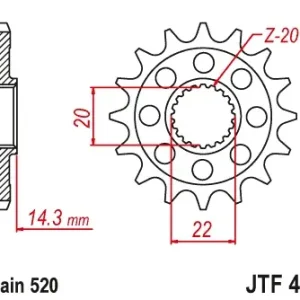 Ofertă specială Pinion transmisie fata JT Sprockets JTF406, 16 dinti