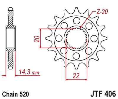 Ofertă specială Pinion transmisie fata JT Sprockets JTF406, 16 dinti